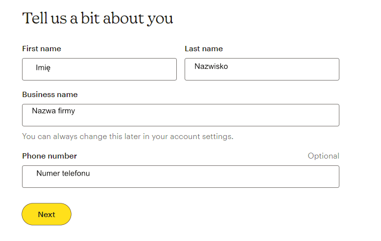 mailchimp ekran powitalny