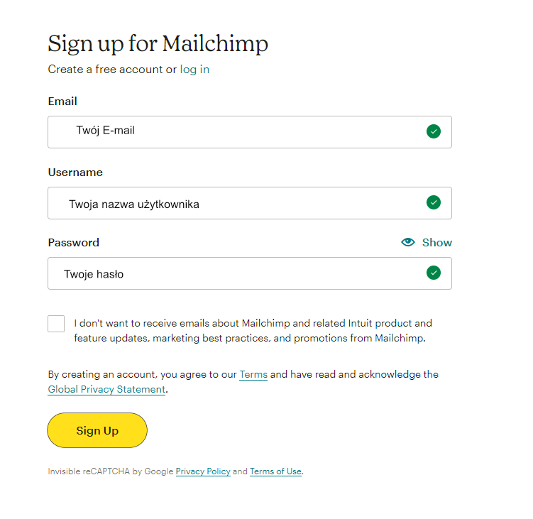 mailchimp logowanie