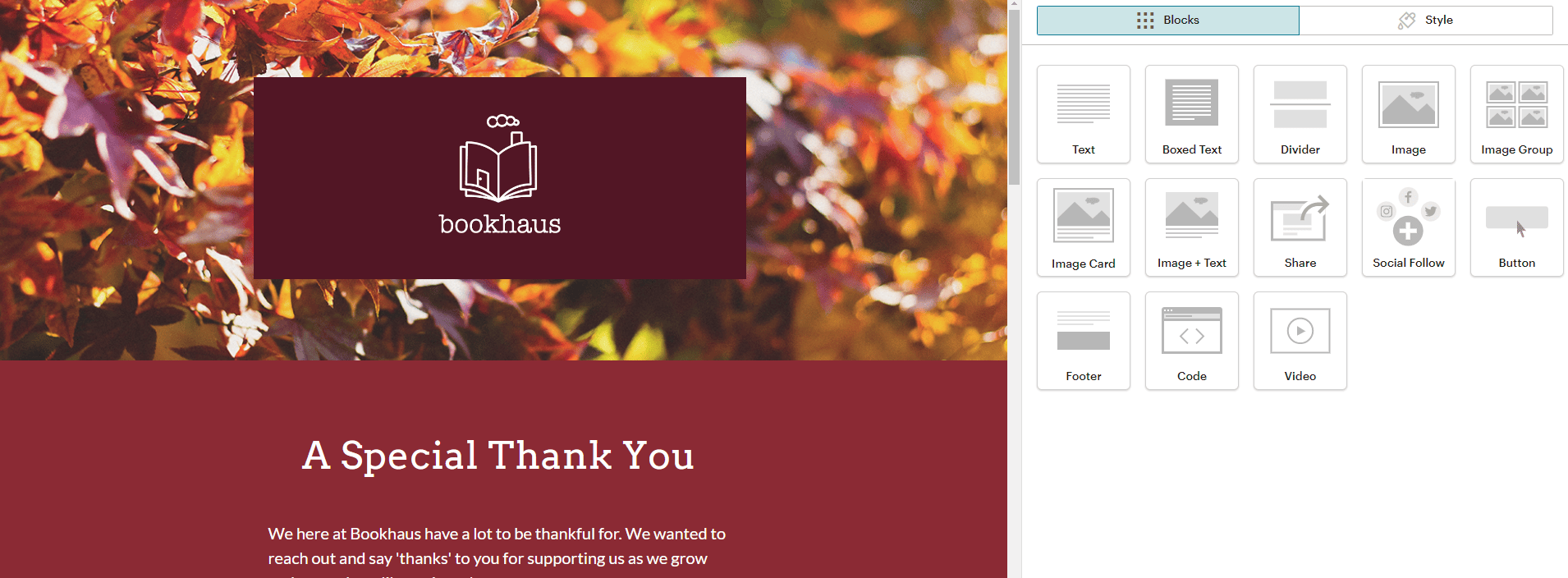 podglad tworzenia maila w Mailchimp