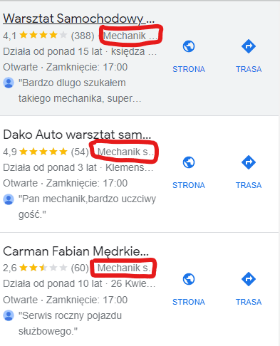 rodzaj dzialalnosci google moja firma