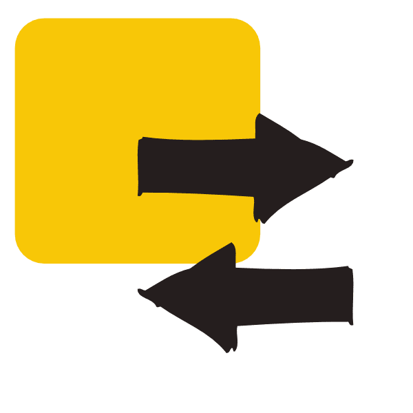 rysunkowy symbol dwóch strzałek w przeciwnych kierunkach