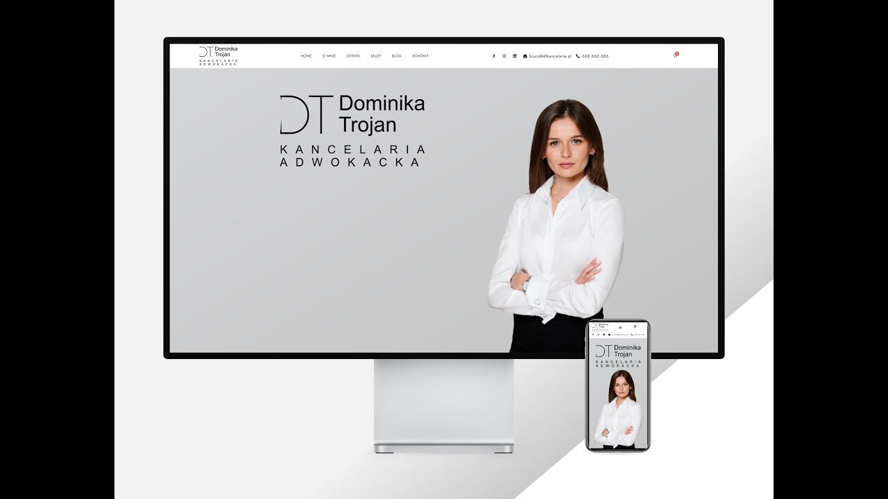 miniatrura do filmu z ekranem monitora i smartfonem ze stroną internetową