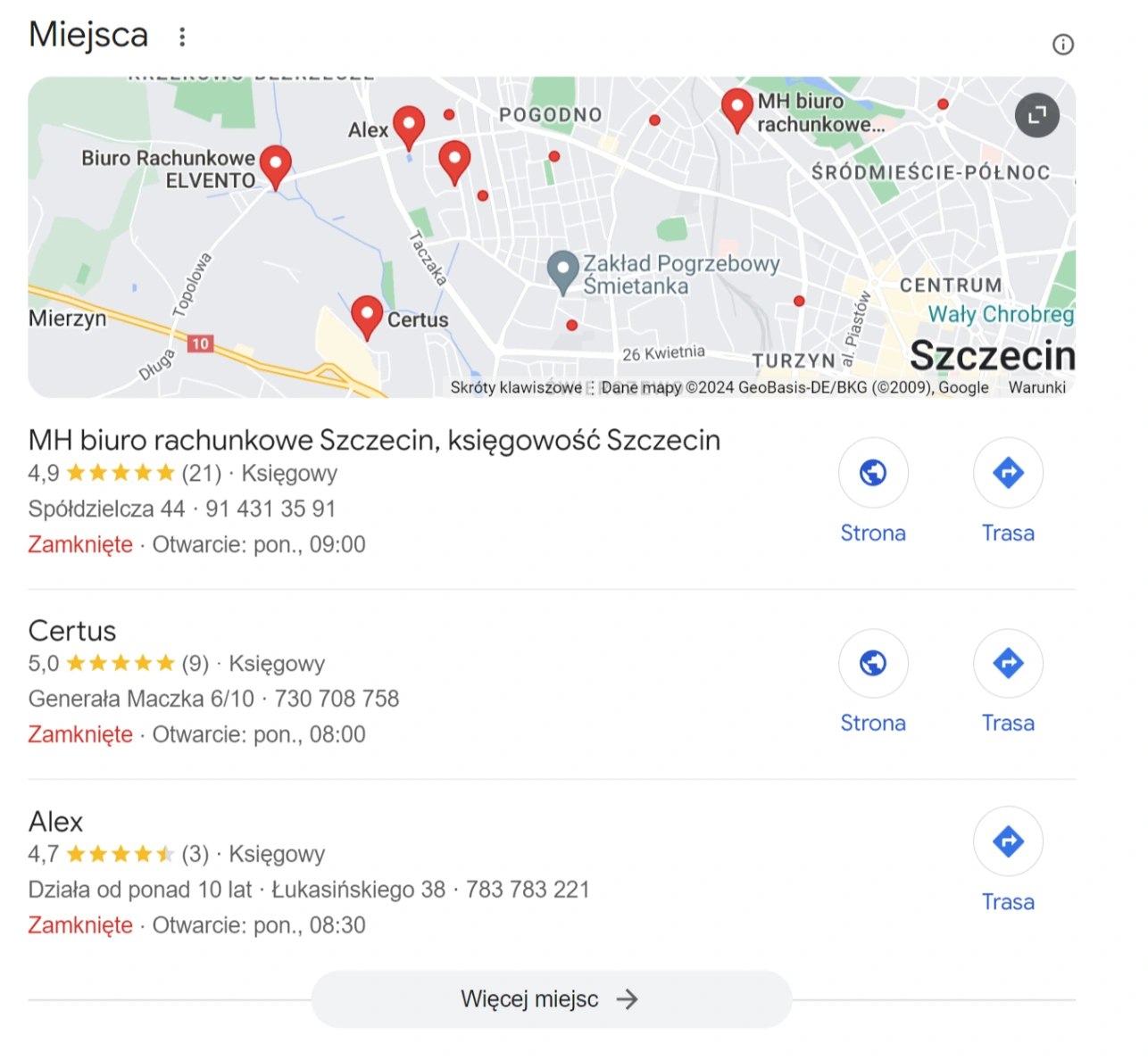 Enjoy Ads Studio fragment wyszukiwarki google przedstawiający wygląd wyników wyszukiwania wizytówek google