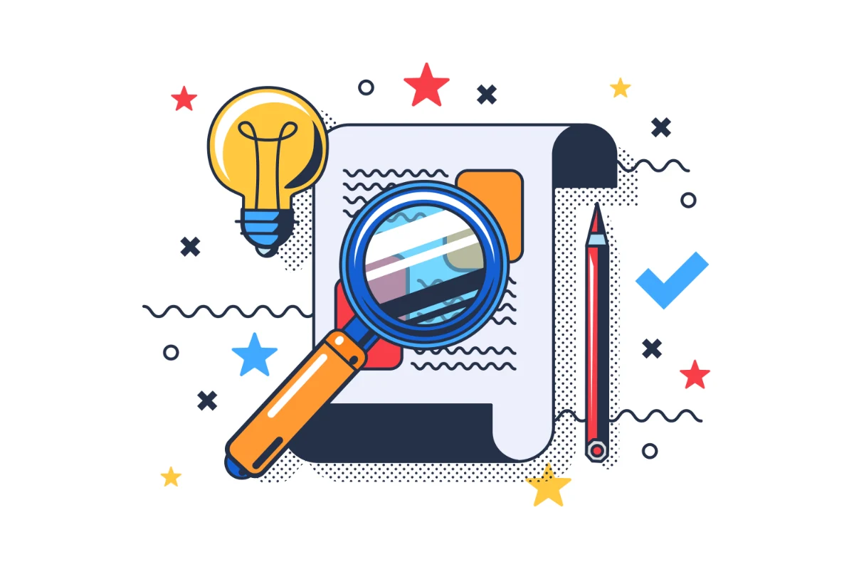 lupa i kartka w formie rysunku