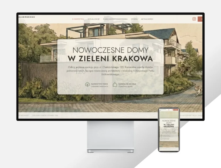 zrzut ekranu strony internetowej inwestycji deweloperskiej