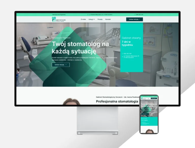 zrzut ekranu strony internetowej stomatologa ze Szczecina